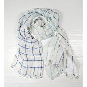 Echo Women's Grid Print Linen Fringe Scarf O/S (MSRP $79)
